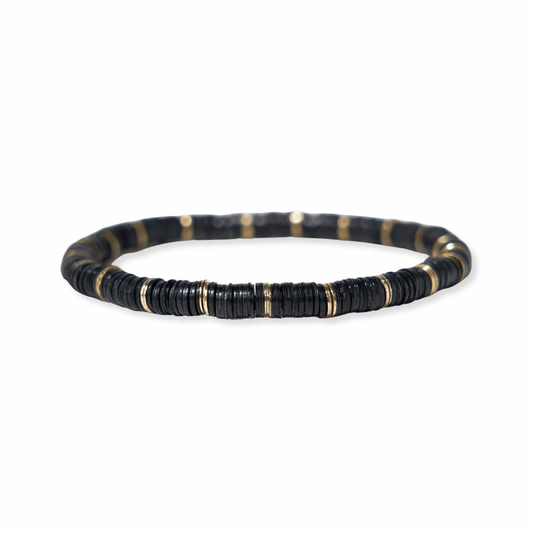 Grace Solid  Sequin Stretch Bracelet, Black/Gold