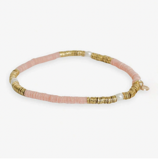 Rory Gold/Pearl Stretch Bracelet, Blush Pink