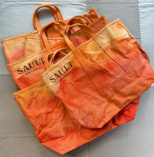 Hand Dyed Tote Bag, Golden Hour Orange