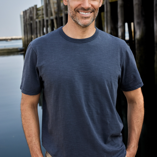 Short Sleeve Slub T-shirt, Indigo