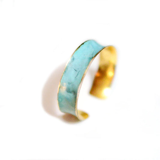 Patina Turquoise Oxidized Hammered Cuff Bracelet