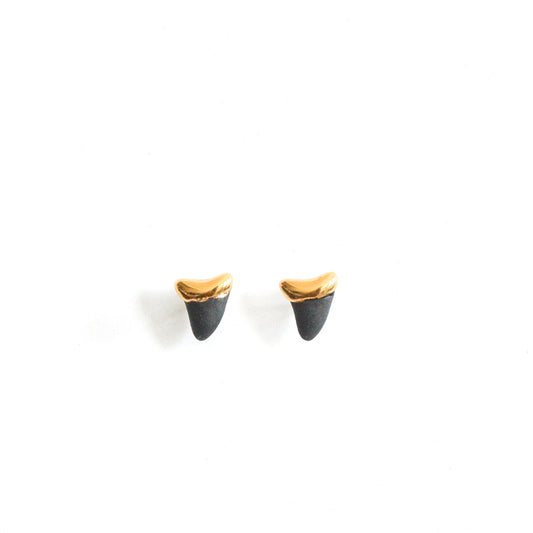 Sharktooth Earrings - Black Studs