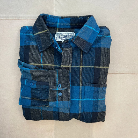 Plaid Cotton Flannel Shirt, Blue Green