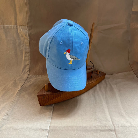 Kids Seagull Needlepoint Hat, Sky Blue