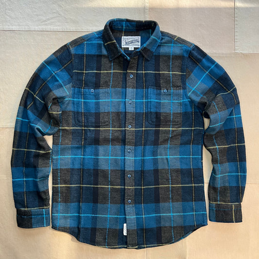 Plaid Cotton Flannel Shirt, Blue Green