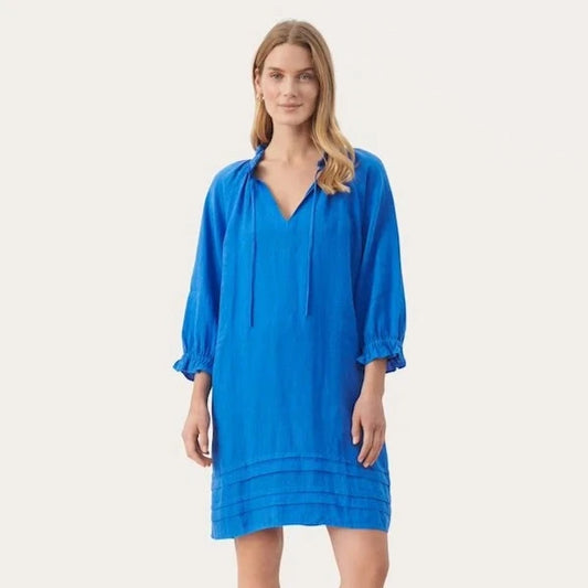 Short Linen Dress, Nebulas Blue