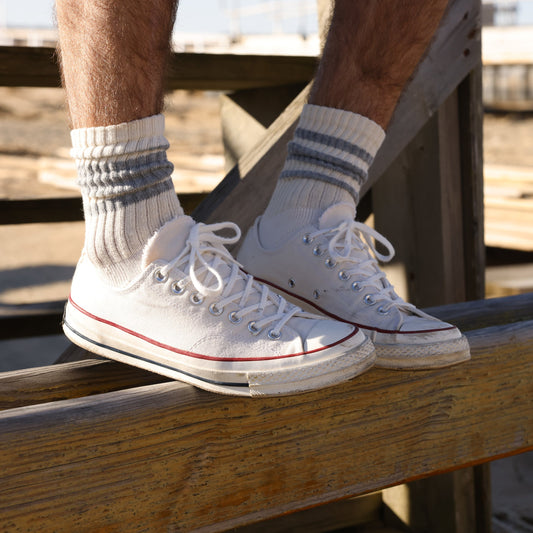 Retro Stripe Sock, Heather Gray