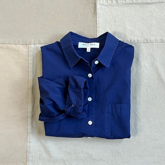 Women's Jo Standard Shirt in Paper Cotton, Bright Navy