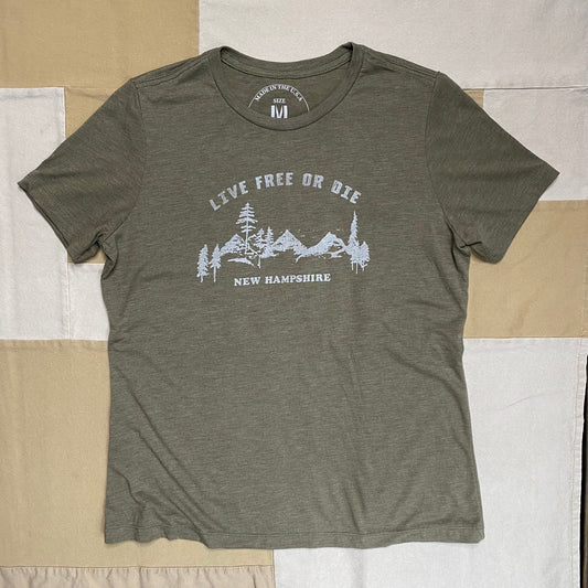 Women's Live Free or Die New Hampshire Relaxed T-shirt, Army