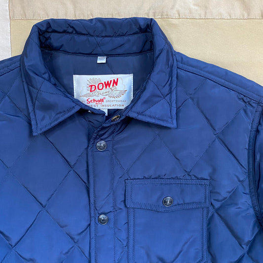 Down-filled Quilted Shirt Jacket, Navy