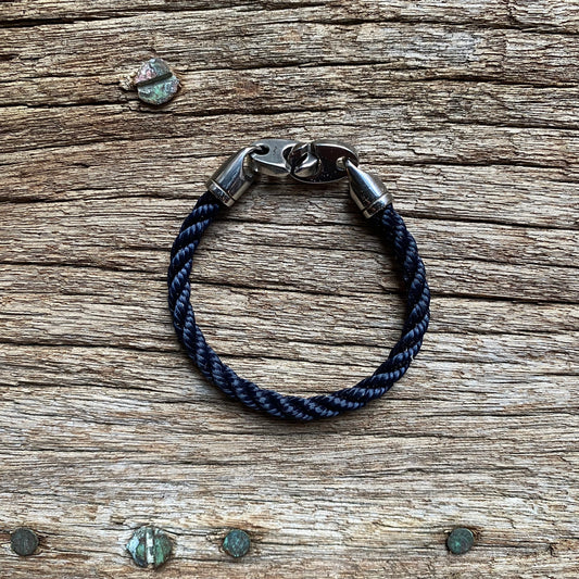 Elsewhere Single Rope Bracelet, Navy/Polished Steel