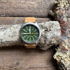 Expedition 42mm Acadia Rugged Leather Strap Watch, Olive