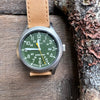 Expedition 42mm Acadia Rugged Leather Strap Watch, Olive
