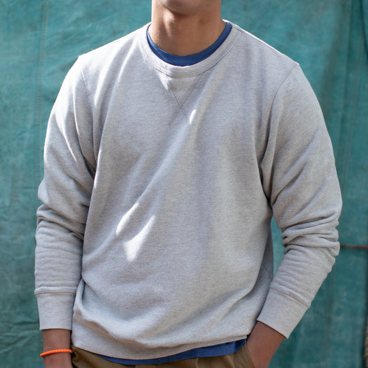French Terry Crewneck Sweatshirt, Vintage Grey