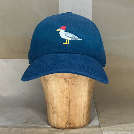 Seagull Needlepoint Hat, Navy