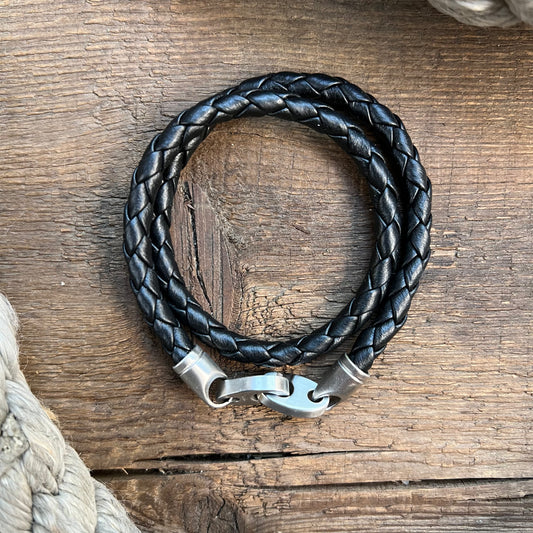 Journey Double Leather Rope, Black/Steel
