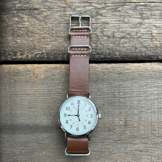 Weekender 40mm Leather Strap Watch, Brown