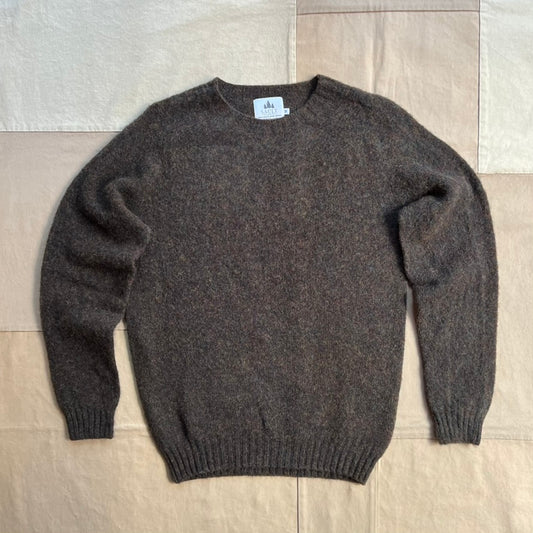 Brushed Wool Crew Sweater, Carob