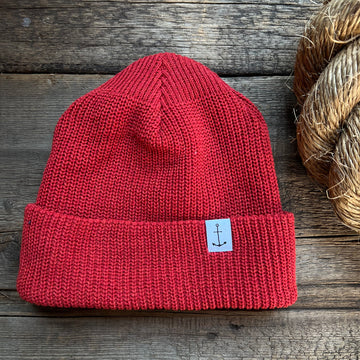 Anchor Upcycled Cotton Beanie, Signal Red