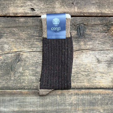 Tip, Heel, & Toe, Donegal Wool Socks, Brown