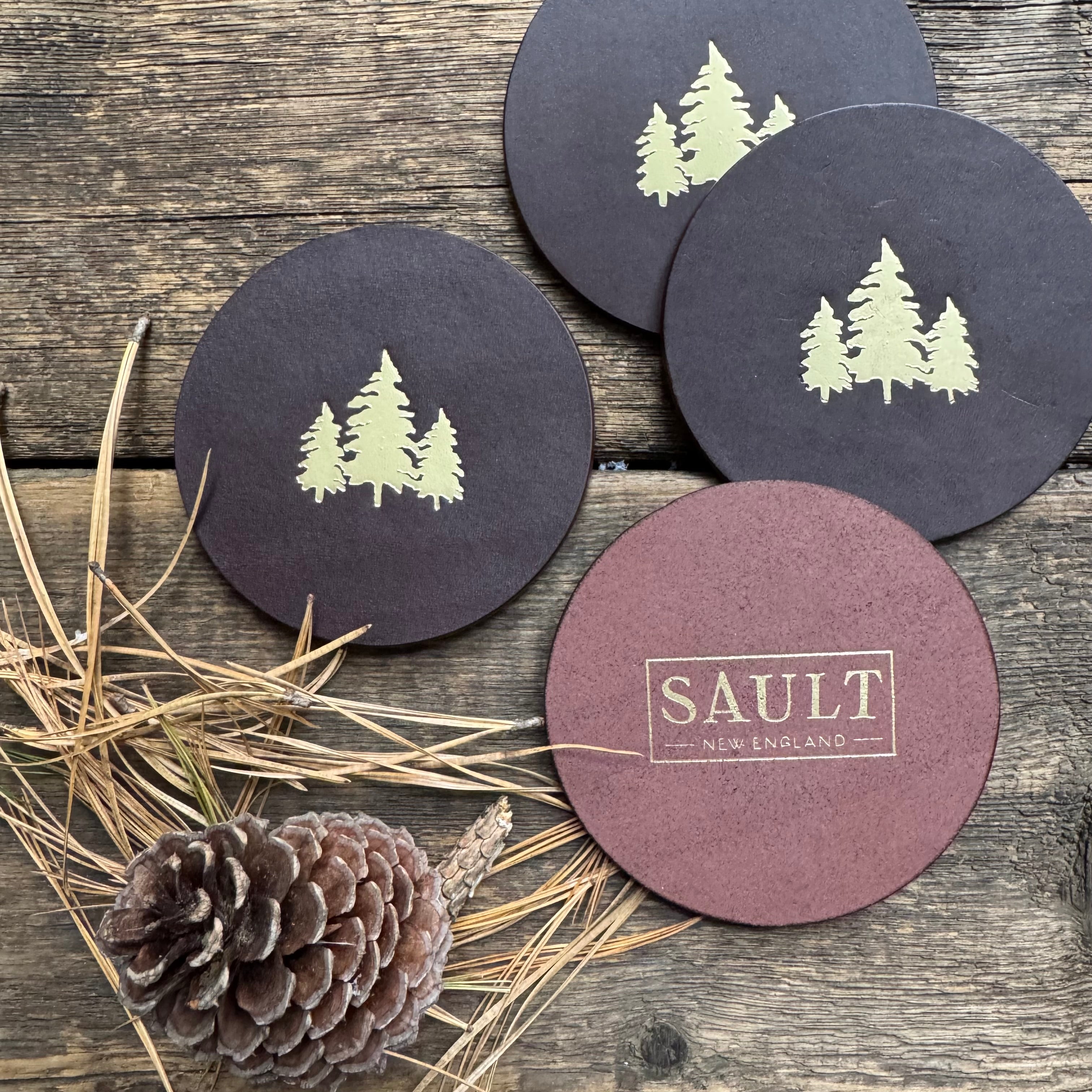 Leather Pine Tree Coasters - Thumbnail 3