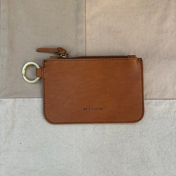 Leather Zip Key Pouch, Tan