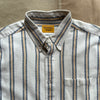 7oz Two Ply Oxford Weave Cotton Shirt, White Blue Gold Stripe