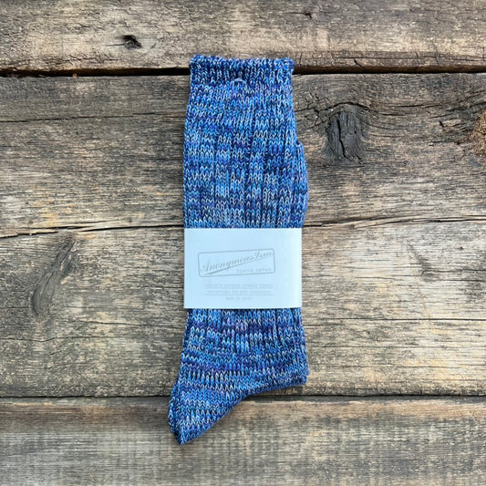 5 Color Mix Crew Sock, Blue