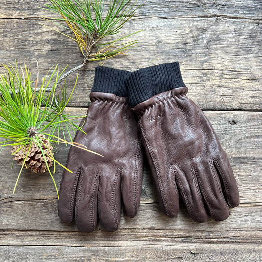 Elk Leather Tore Gloves, Chocolate