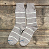 Pinstripe British Wool Socks, Stone