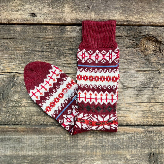 Faire Isle Wool/Cotton Socks, Port