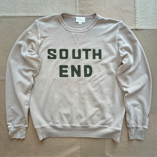 South End Crewneck, Latte/Forest