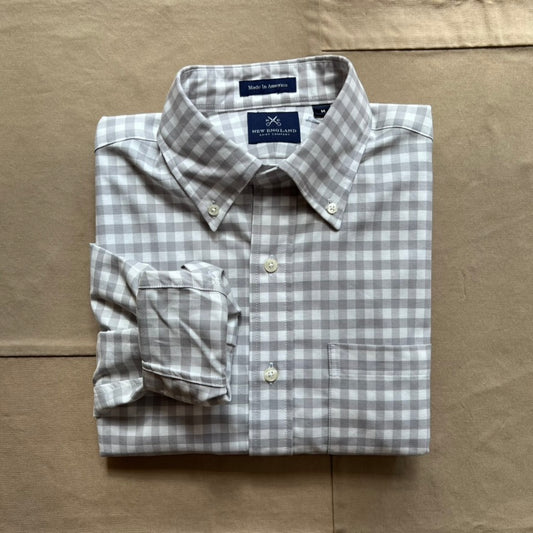 Gingham Oxford Shirt, Grey/White