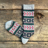 Wool Jacquard Crew Socks, Gray