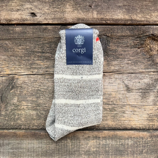 Pinstripe British Wool Socks, Silver