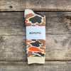Pile Camo Crew Socks, Beige/Orange