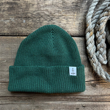 Anchor Upcycled Cotton Beanie, Bottle Green