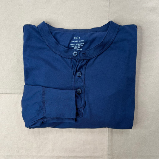 Long Sleeve Supima Jersey Henley, Navy