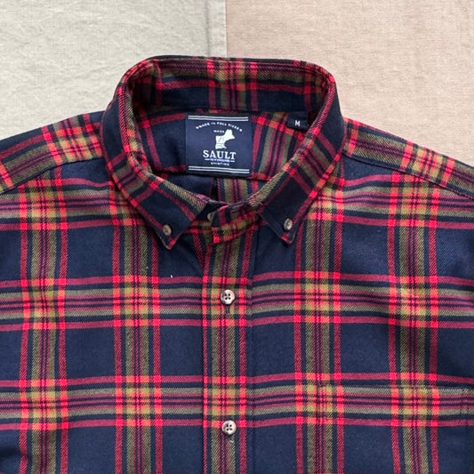 Lightweight Flannel Shirt, Navy Tartan