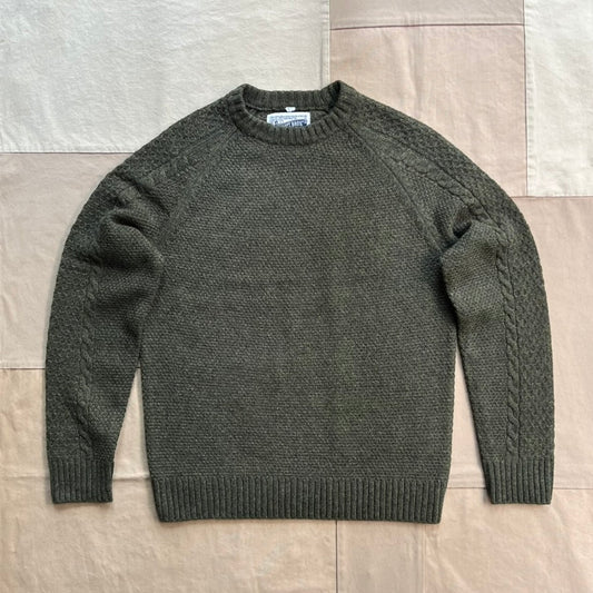 Waffle Knit Crew Sweater, Olive