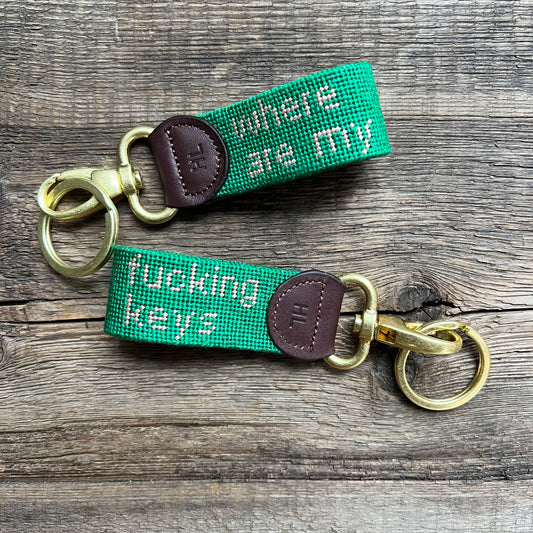 "Where Are My Fucking Keys" Key Fob, Grass Green