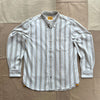 7oz Two Ply Oxford Weave Cotton Shirt, White Blue Gold Stripe