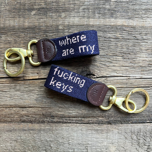 "Where Are My Fucking Keys" Key Fob, Navy