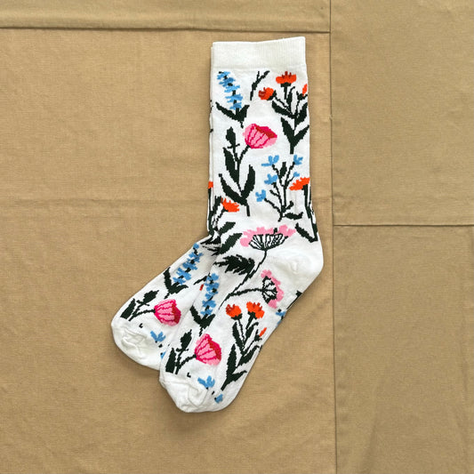 Women's Wild Flower Sock, Ivory