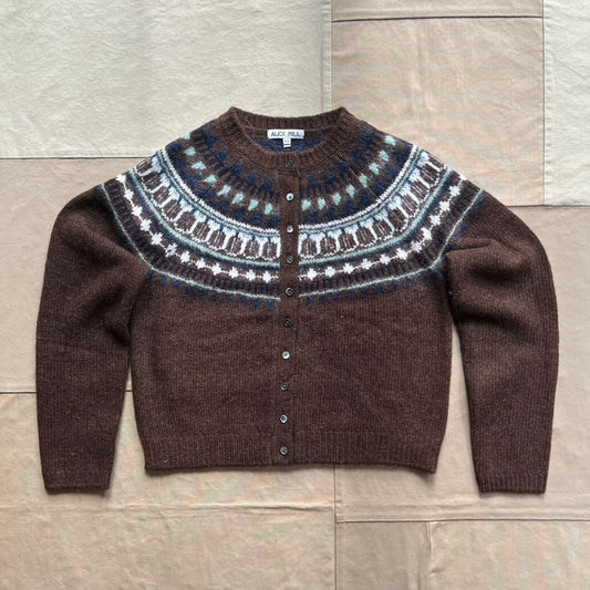 Charlotte Fairisle Sweater in Wool, Chestnut