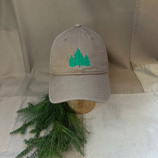 Pine Tree Needlepoint Cap, Dark Khaki