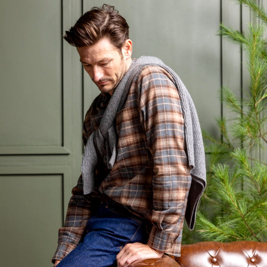 Lightweight Flannel Shirt, Camel Plaid