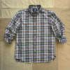 Long-Sleeve Madras Button Down, Brown/Navy Plaid