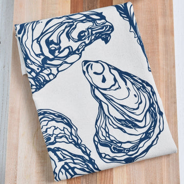 Oyster Tea Towel, Navy