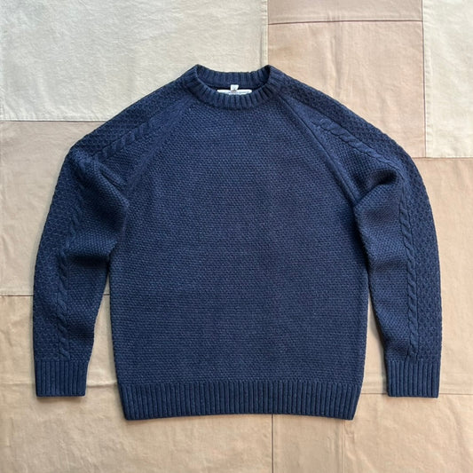 Waffle Knit Crew Sweater, Navy